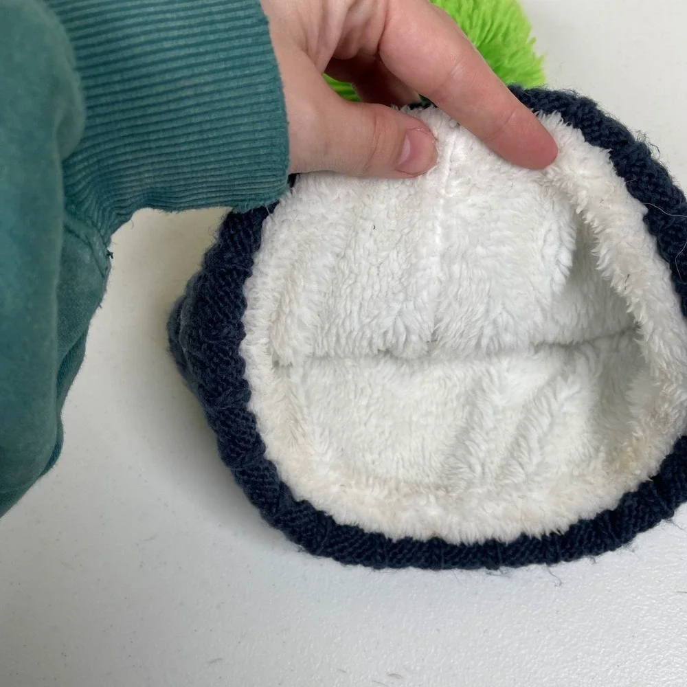 NFL Seattle Seahawks Beanie Kids Blue Green White Cable Knit Pom Hat Football